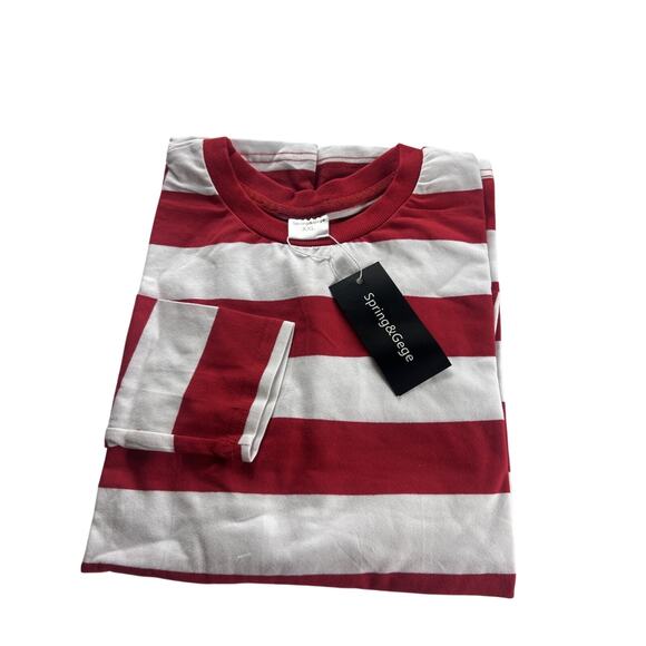 Spring&Gege Boy's Long Sleeve Striped Crew Neck T-Shirt Red - NWT! - Picture 2 of 9